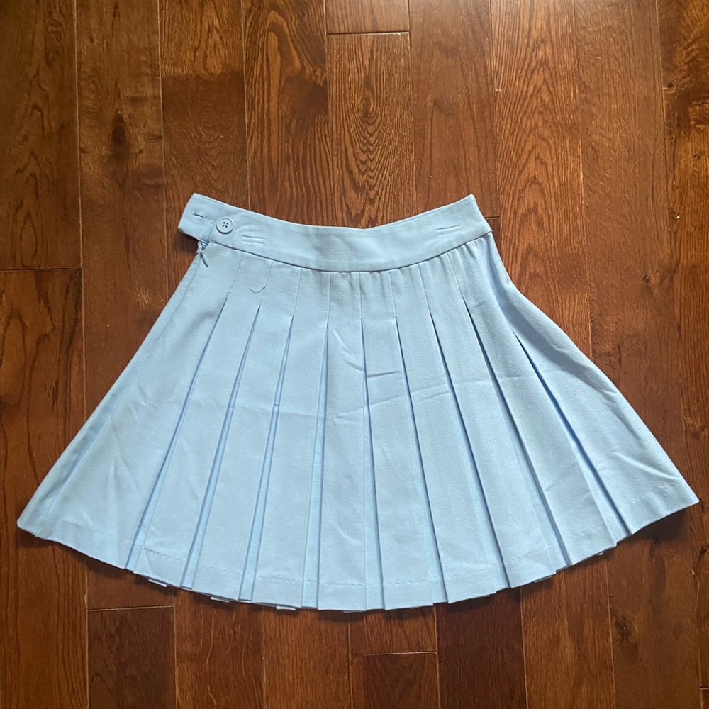 Blue Mini Skater Skirt with Pleats